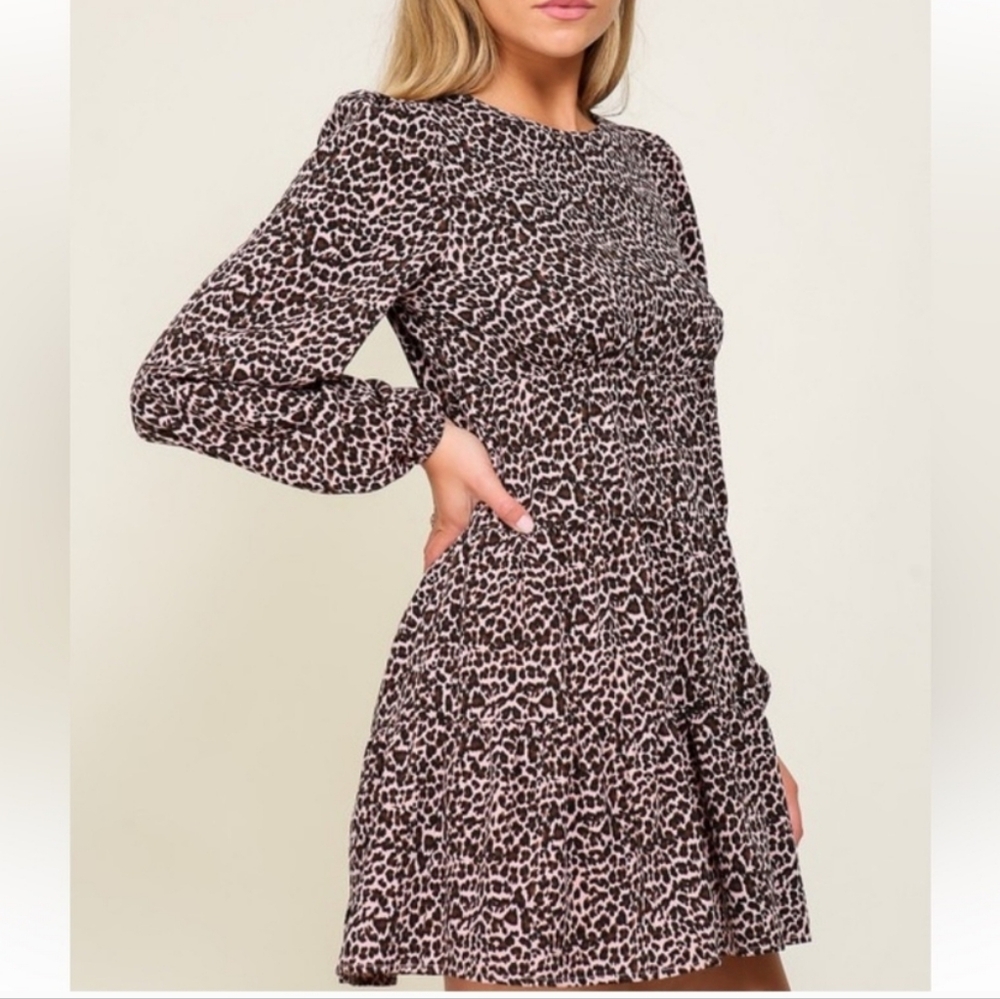 NEW Lumiere Leopard Print Lined Mini Dress Size Small NWOT